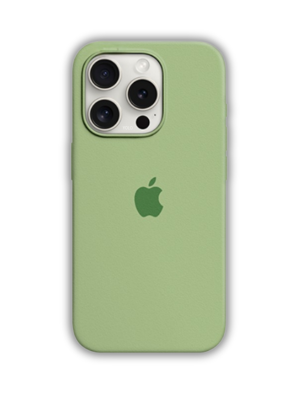 İphone Uyumlu Logolu İçi Kadifeli Lansman Silikon Kılıf Fıstık Yeşili