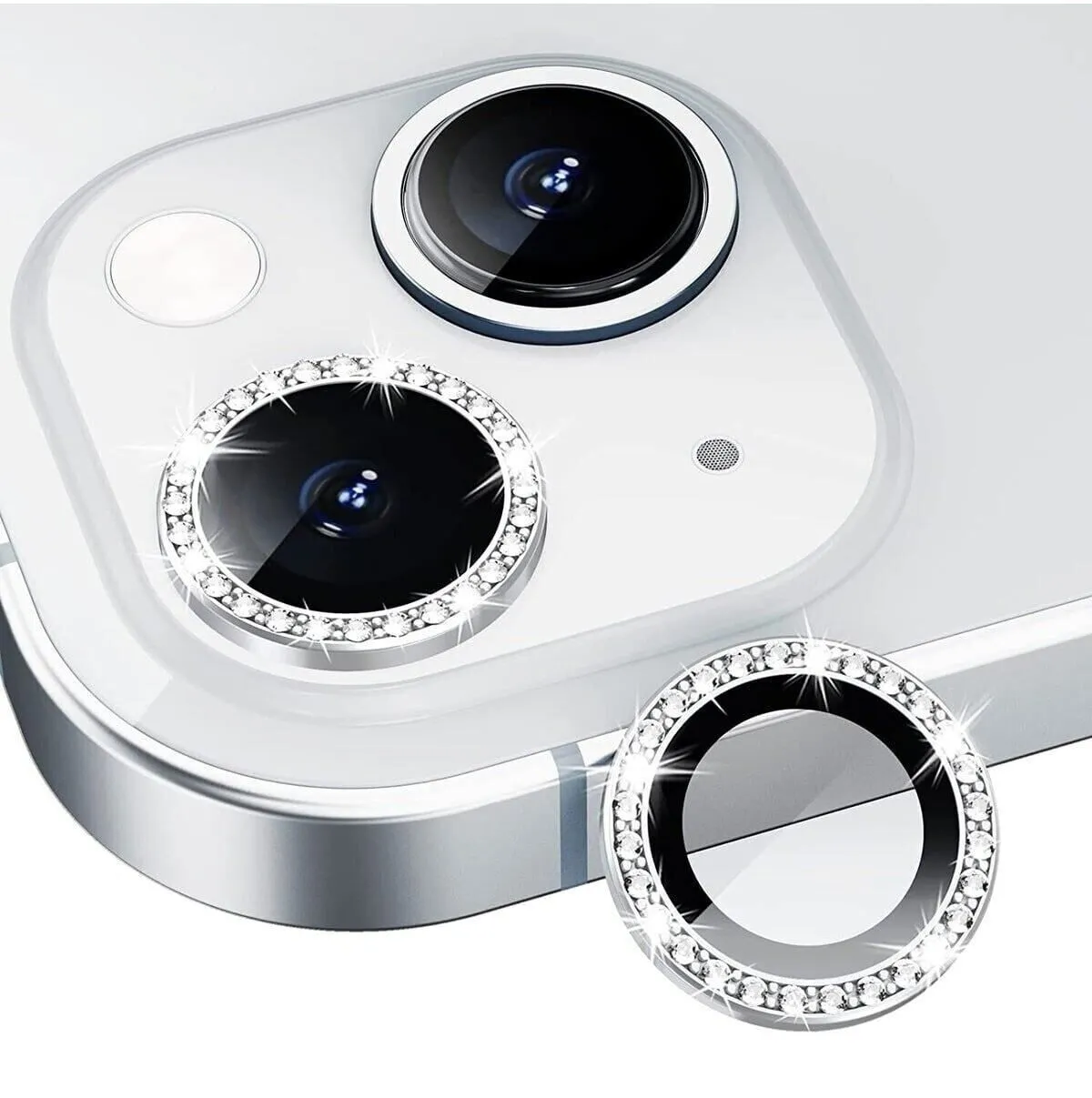 Safir Taşlı Kamera Lens Koruyucu Silver