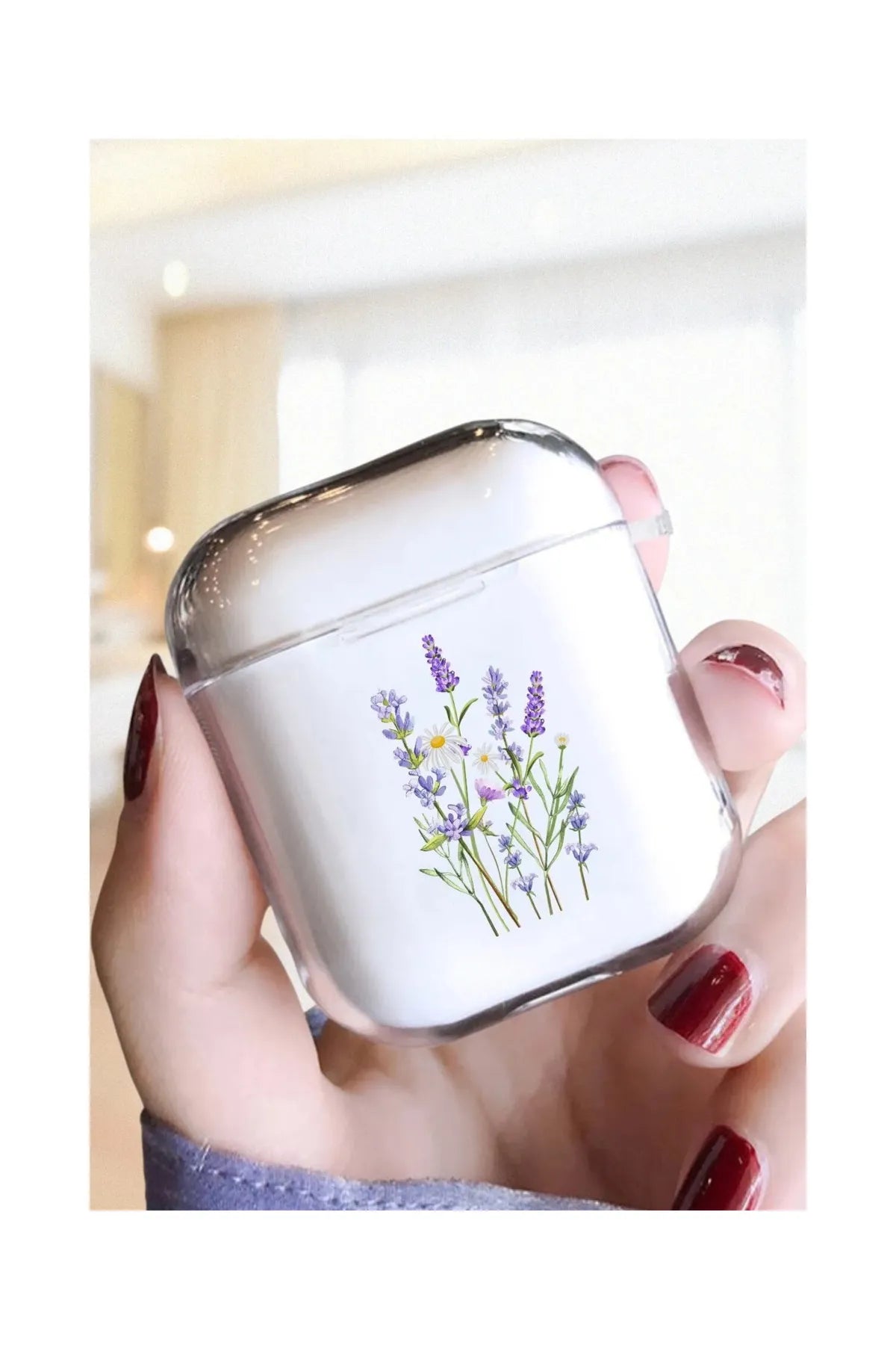 Apple Airpods Uyumlu Lavanta Desenli Kılıf